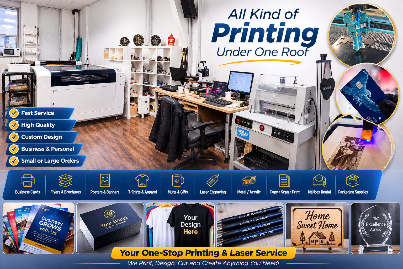 Professional printing, engraving and custom products